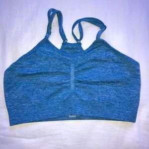 Blue High Neckline Sports Bra